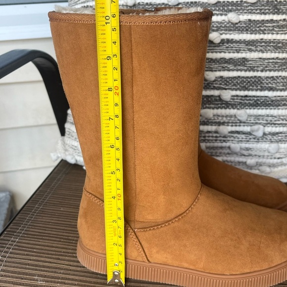 Camel Suede Mid-Calf Boots - Picture 2 of 9